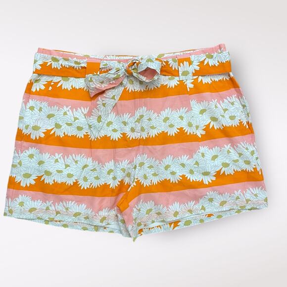 Spartina‎ 449 Aria Audubon Daisy Stripe Shorts Belted Size 16 - Picture 1 of 14